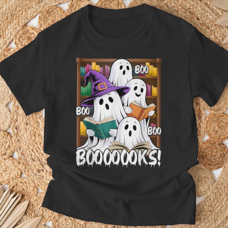 Boooks Ghosts Reading Book Retro Halloween Teacher Librarian T-Shirt Gifts for Old Men Boooks Ghosts Reading Book Retro Halloween Teacher Librarian T-Shirt Gifts for Old Men
