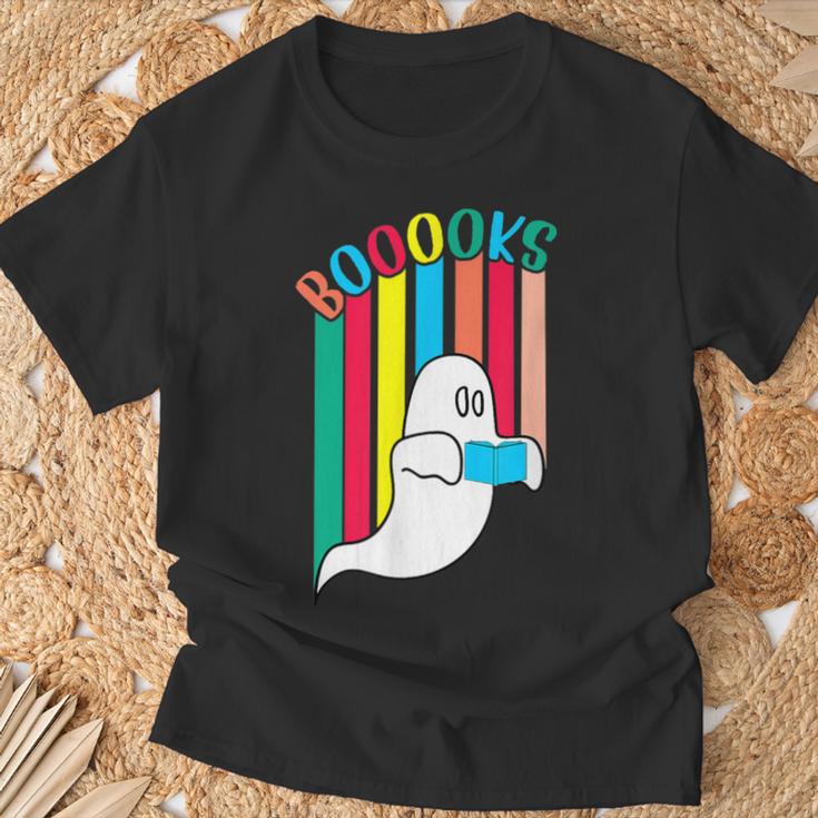 Booooks Boo Books Halloween Librarian Reading Lover Bookworm T-Shirt Gifts for Old Men