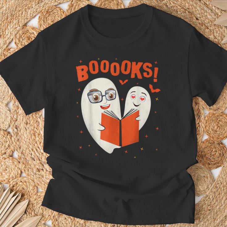 Booooks Boo Ghost Book Library Halloween Students Teachers Men Women Kids T-Shirt Gifts for Old Men