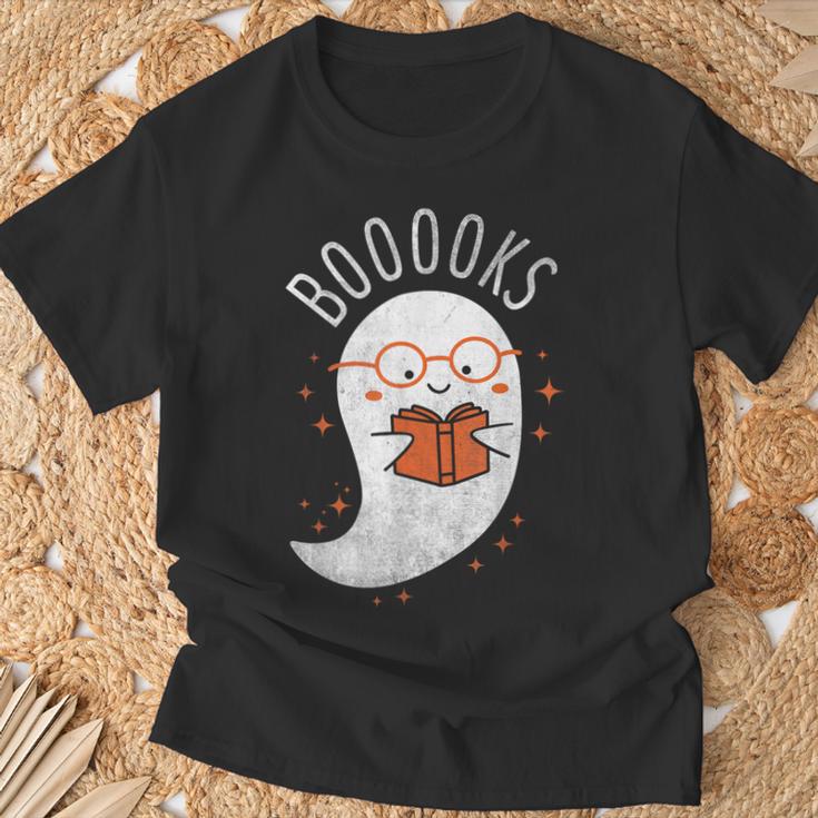 Booooks Ghost Halloween Teacher Book Library Reading T-Shirt Gifts for Old Men