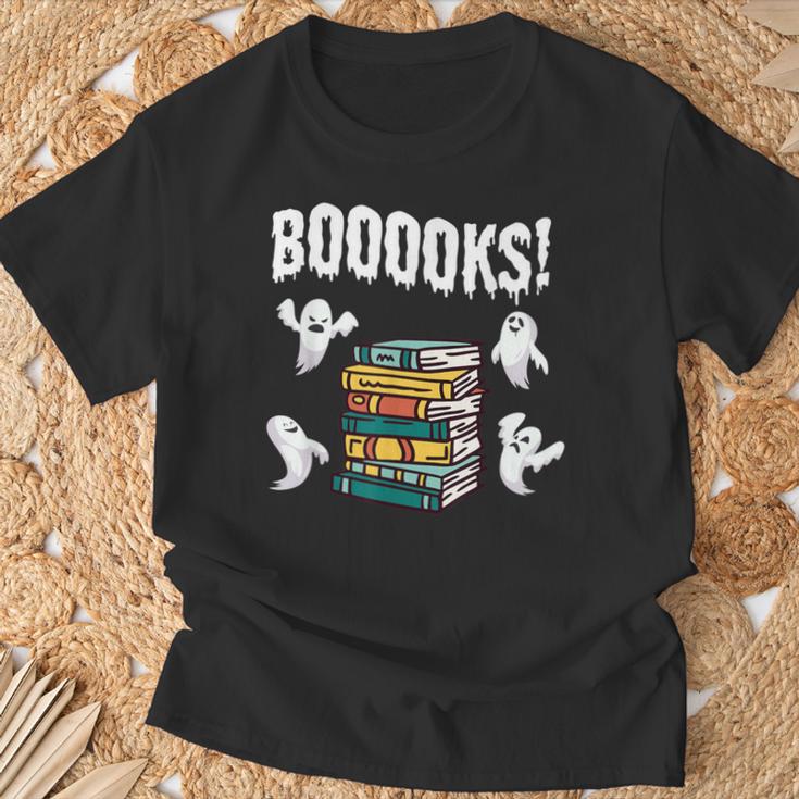 Booooks Ghost Reading Books Halloween Librarian Teacher T-Shirt Gifts for Old Men