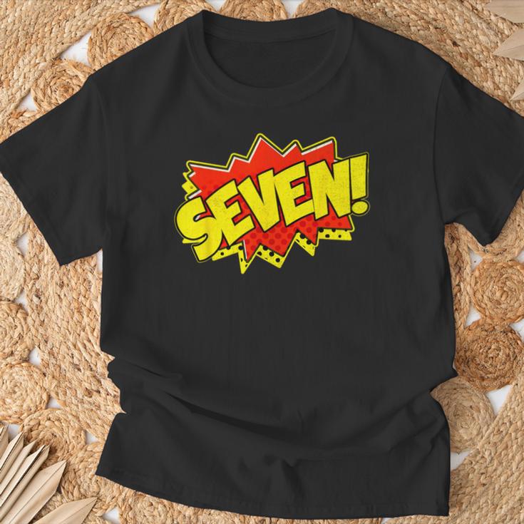 Boy Seven Superhero Comic Book Hero 7th Birthday Boy 7 Years T-Shirt Gifts for Old Men Boy Seven Superhero Comic Book Hero 7th Birthday Boy 7 Years T-Shirt Gifts for Old Men