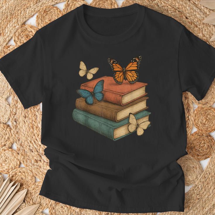 Butterflies And Books Cute Butterfly T-Shirt Gifts for Old Men