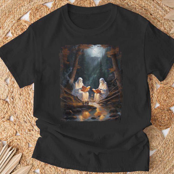 Camping Sheet Ghost Reading Book At Campfire Halloween T-Shirt Gifts for Old Men Camping Sheet Ghost Reading Book At Campfire Halloween T-Shirt Gifts for Old Men