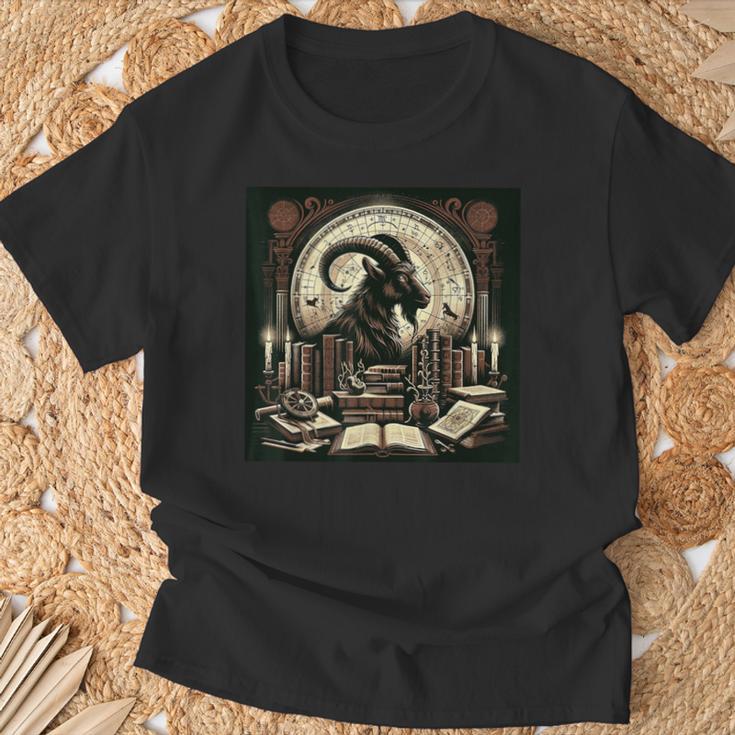 Capricorn Zodiac Art Academia Aesthetic Book Lover T-Shirt Gifts for Old Men