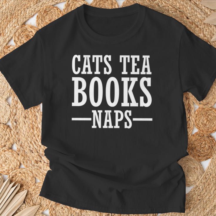Cat Lover Cats Tea Books Naps T-Shirt Gifts for Old Men Cat Lover Cats Tea Books Naps T-Shirt Gifts for Old Men
