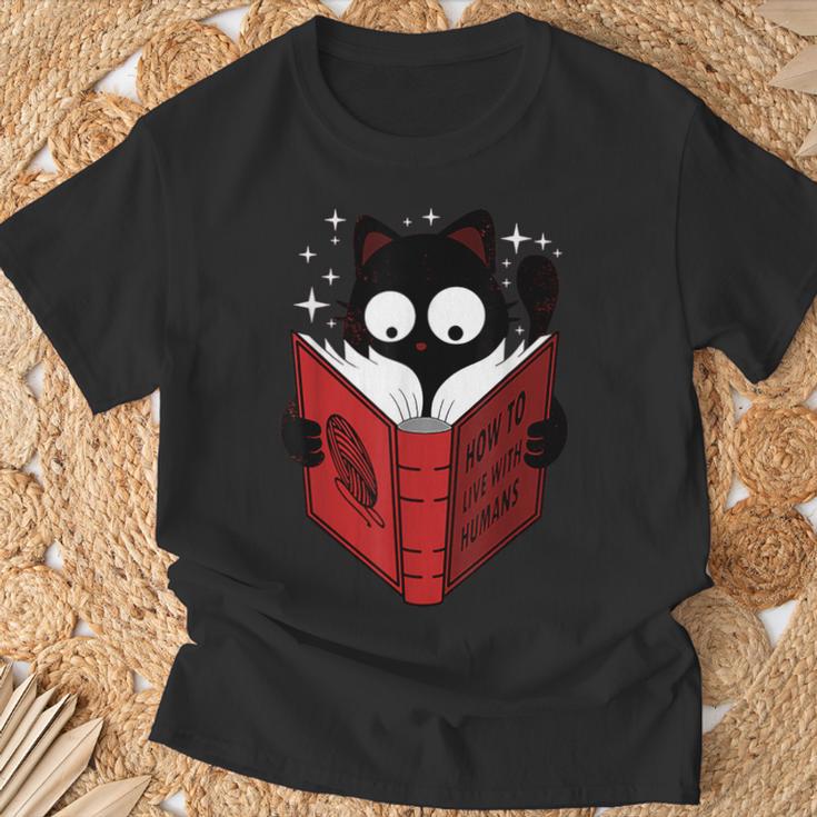 Cat Reads Book How To Live With Humans T-Shirt Gifts for Old Men Cat Reads Book How To Live With Humans T-Shirt Gifts for Old Men