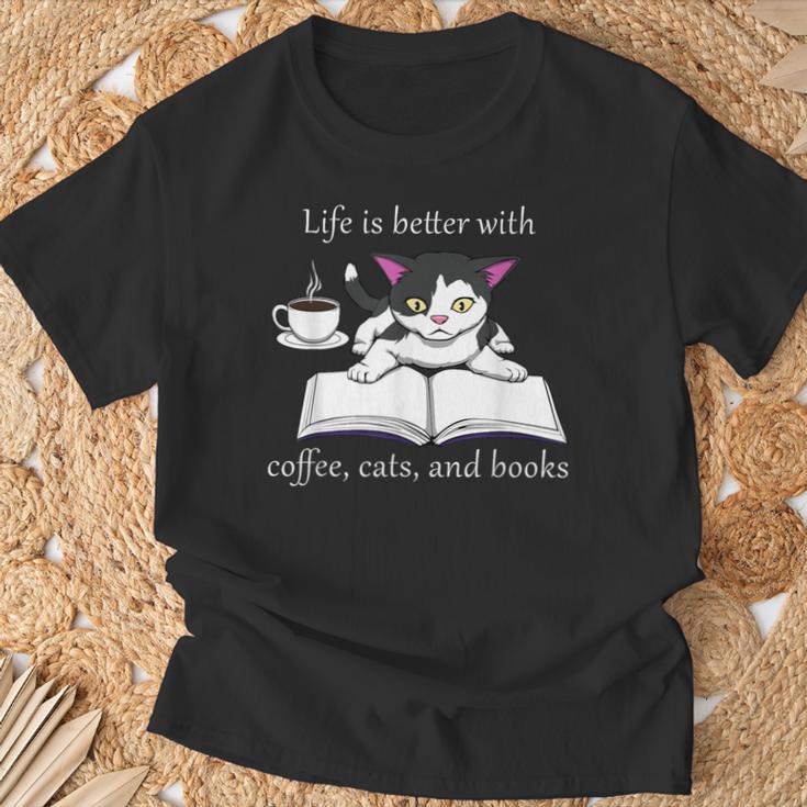Cat Reads a Book Reading Coffee T-Shirt Gifts for Old Men Cat Reads a Book Reading Coffee T-Shirt Gifts for Old Men