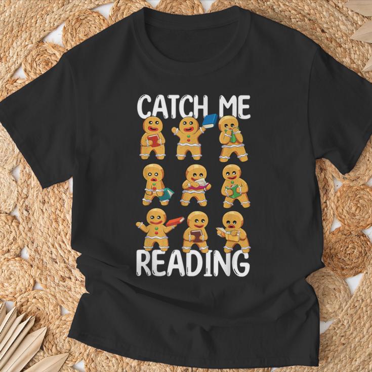 Catch Me Reading Christmas Gingerbread Man Teacher Book T-Shirt Gifts for Old Men