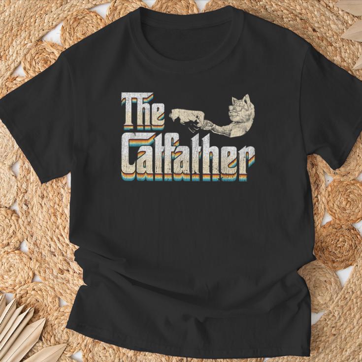 The Catfather 面白い猫 お父さん 父の日 ビンテージ 猫 父親 Tシャツ 高齢者への贈り物