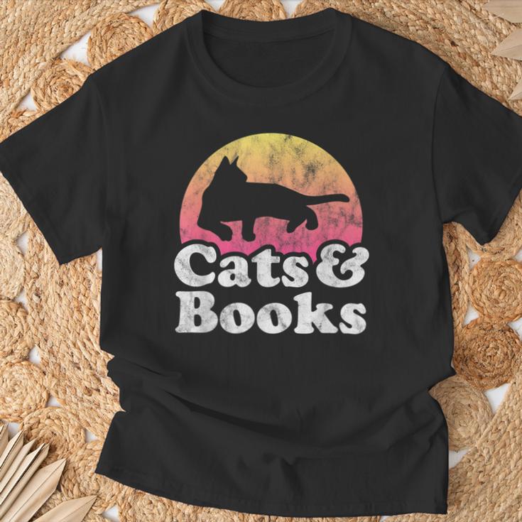 Cats And Books Or Women's Cat And Book T-Shirt Gifts for Old Men