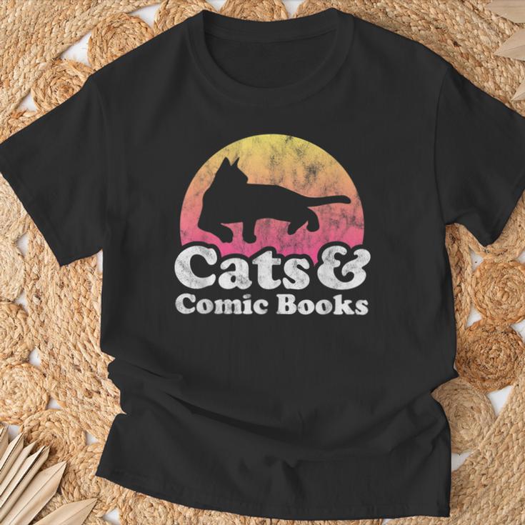 Cats And Comic Books Or Women's Cat And Comic Book T-Shirt Gifts for Old Men