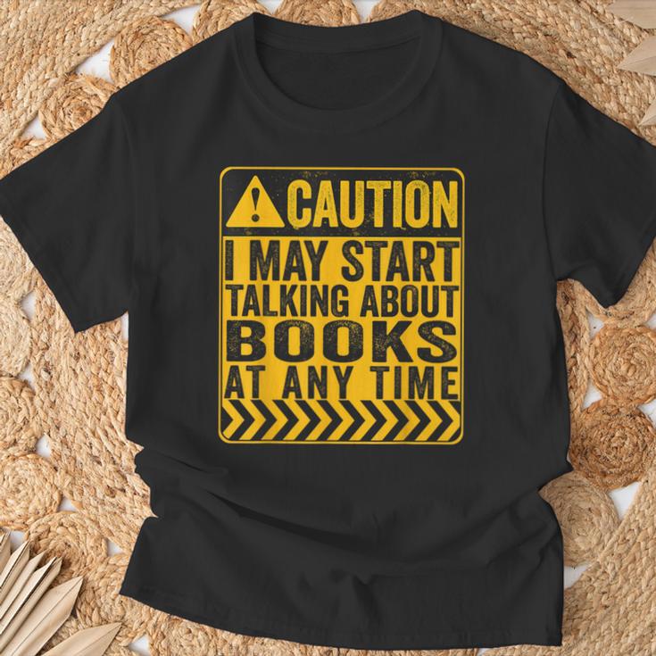 Caution I May Start Talking About Books T-Shirt Gifts for Old Men