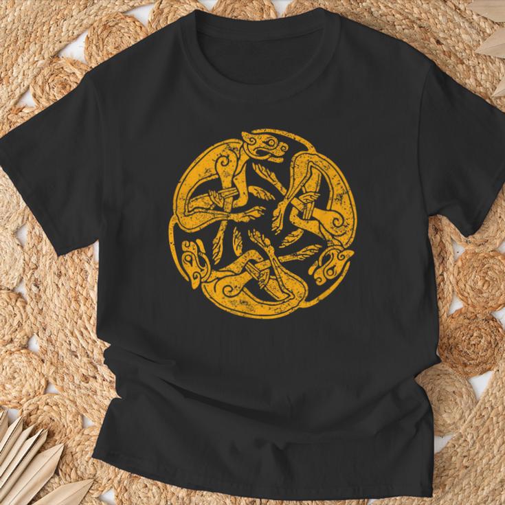 Celtic Book Of Kells Trinity Hounds T-Shirt Gifts for Old Men