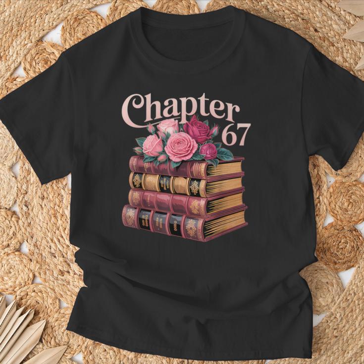 Chapter 67 Floral Book Stack T-Shirt Gifts for Old Men