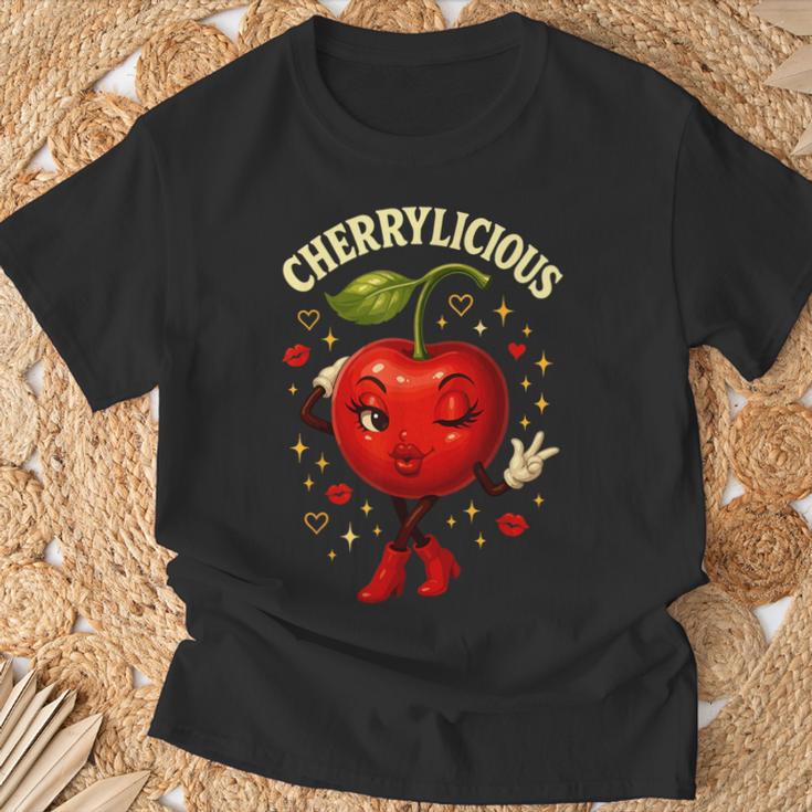 Cherrylicious キュート チェリー さくらんぼ おもしろフルーツ Tシャツ 高齢者への贈り物