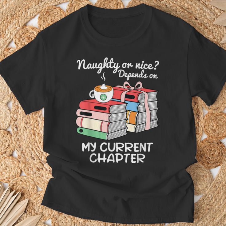 Christmas Book Lovers Naughty Or Nice T-Shirt Gifts for Old Men