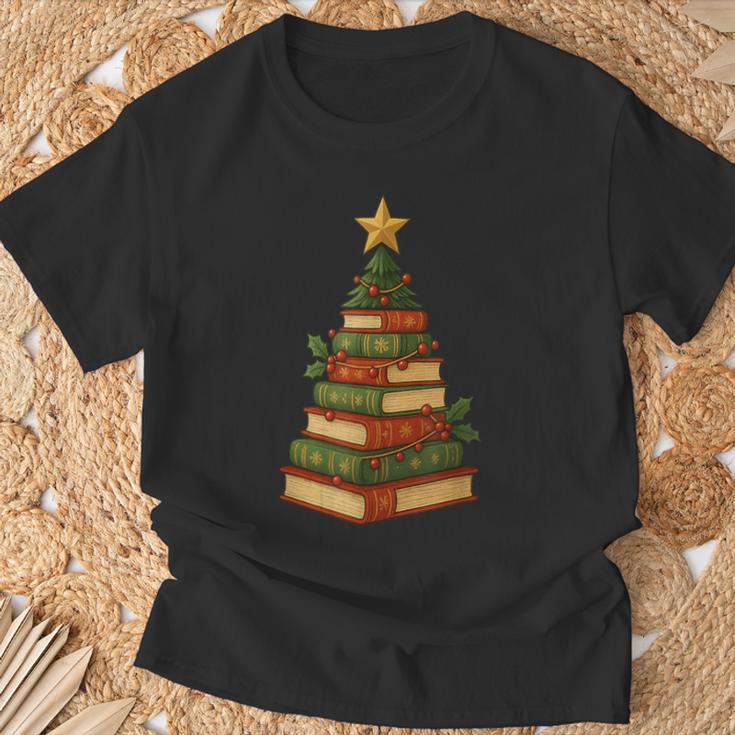 Christmas Book Tree Bookshelf Holiday For Readers Librarians T-Shirt Gifts for Old Men