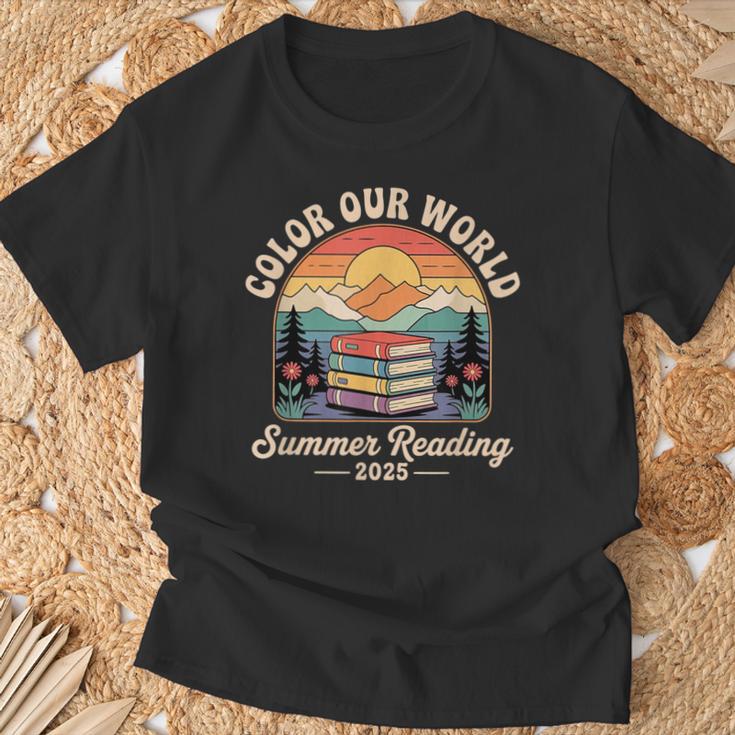 Color Our World Summer Reading 2025 Cute Book Wildflowers T-Shirt Gifts for Old Men