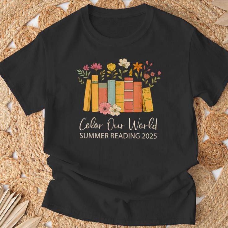 Color Our World Summer Reading 2025 Floral Cute Book Lover T-Shirt Gifts for Old Men