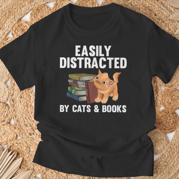 Cool Book Reader For Men Women Book Lover Bookworm Cat Book T-Shirt Gifts for Old Men