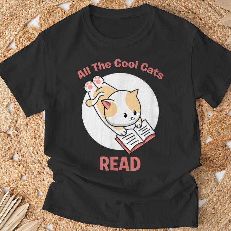 All The Cool Cats Read Book And Cat Lover T-Shirt Gifts for Old Men