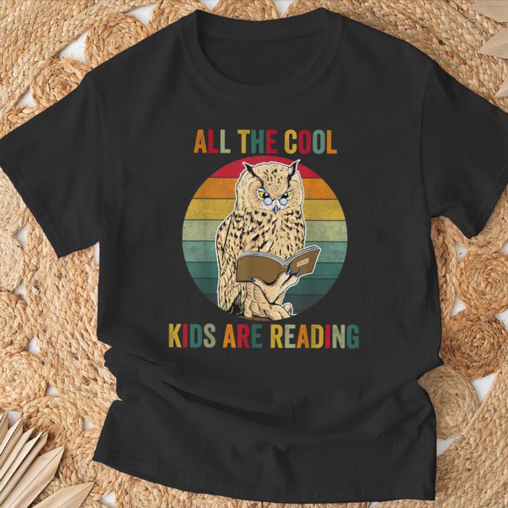 All The Cool Kids Are Reading Owl Glasses Book Retro Vintage T-Shirt Gifts for Old Men