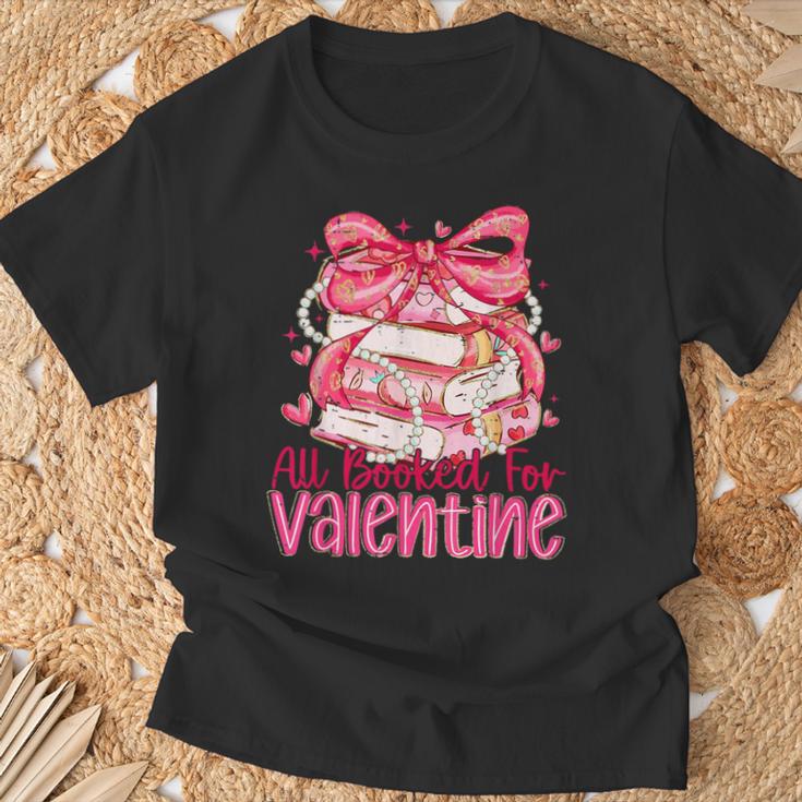 Coquette Bow All Booked For Valentine Book Lover Bookish T-Shirt Gifts for Old Men