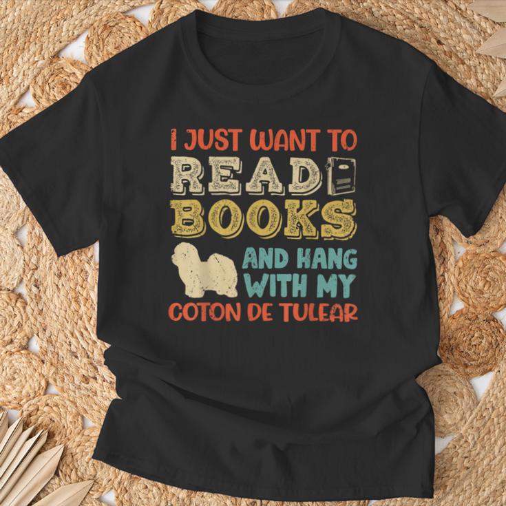 Coton De Tulear Mama Ich Will Nur Lesen Books Hanging Dog T-Shirt Gifts for Old Men