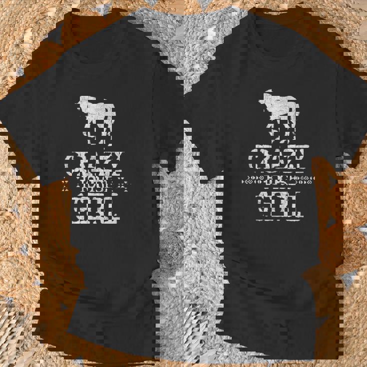Crazy Horse Girl 、ストレスを感じたエクエストリアン愛好家へのギフト Tシャツ 高齢者への贈り物
