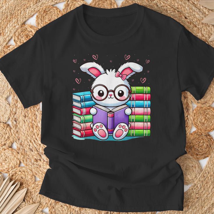 Cute Bunny Reader Rabbit Book Lover Reading T-Shirt Gifts for Old Men