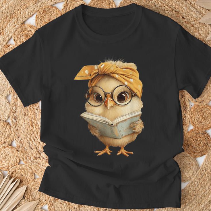 Cute Chick Reading Book Bandana T-Shirt Gifts for Old Men