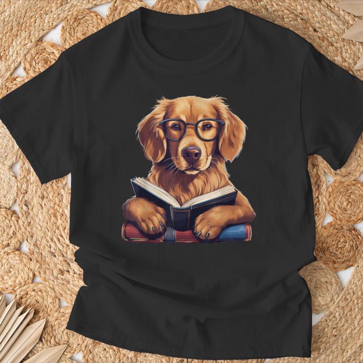 Cute Dog Golden Retriever Reading Book T-Shirt Gifts for Old Men Cute Dog Golden Retriever Reading Book T-Shirt Gifts for Old Men