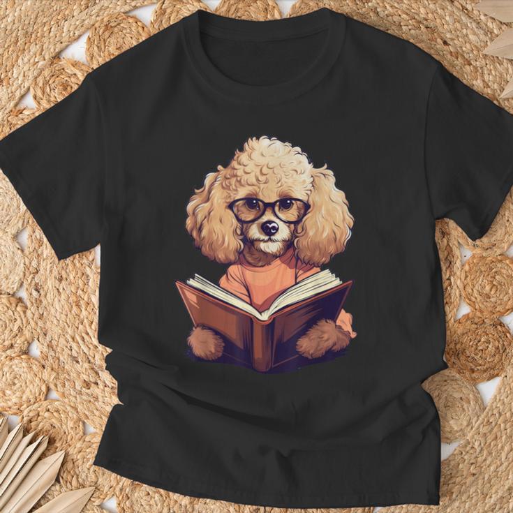 Cute Dog Poodle Reading Book T-Shirt Gifts for Old Men Cute Dog Poodle Reading Book T-Shirt Gifts for Old Men