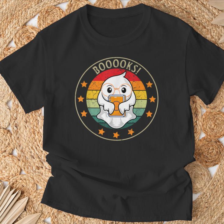 Cute Ghost Book Reading Halloween Teacher Top Puns For Men Women Kids T-Shirt Gifts for Old Men
