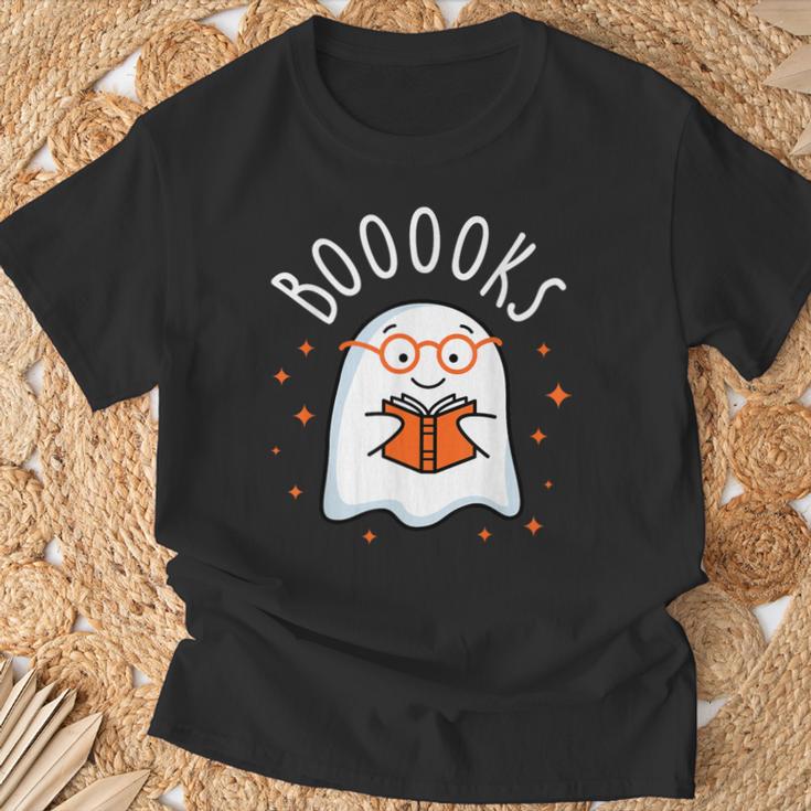 Cute Ghost Reading Book Booooks Teacher Halloween School Kid T-Shirt Gifts for Old Men