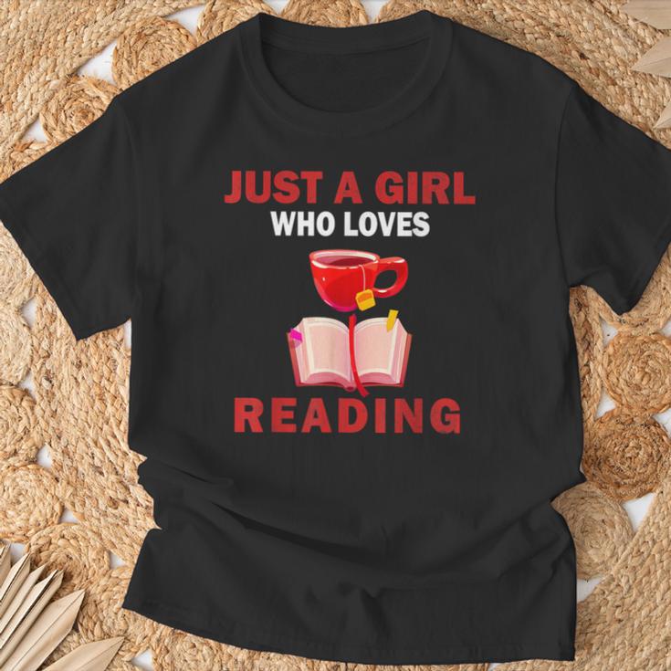 Cute Just A Girl Who Loves Reading Books Women And Girls T-Shirt Gifts for Old Men