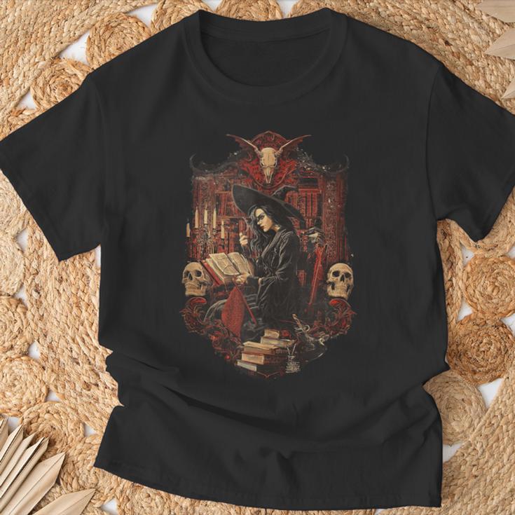 Dark Academia Witch Reading Book Gothic Library T-Shirt Gifts for Old Men