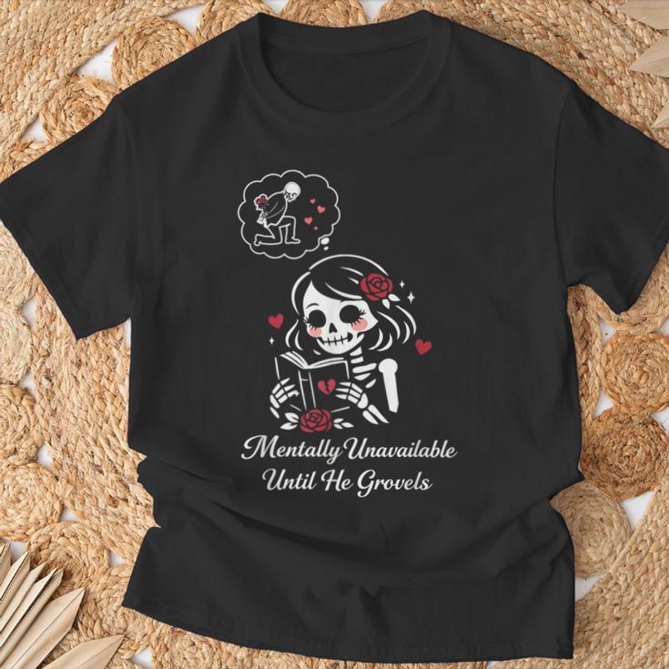 Dark Romance Skeleton Costume Woman Pajama Book Reading T-Shirt Gifts for Old Men