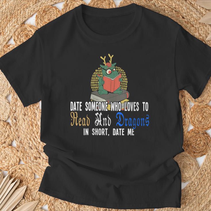 Date Who Loves To Read And Dragons Book Dragon T-Shirt Gifts for Old Men Date Who Loves To Read And Dragons Book Dragon T-Shirt Gifts for Old Men