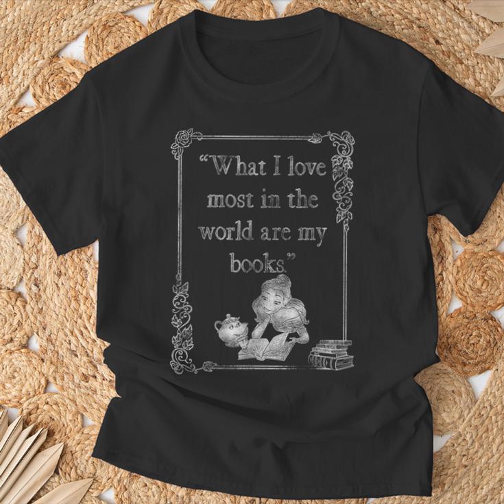 Disney Beauty And The Beast Belle Books I Love Most Quote Small T-Shirt Gifts for Old Men