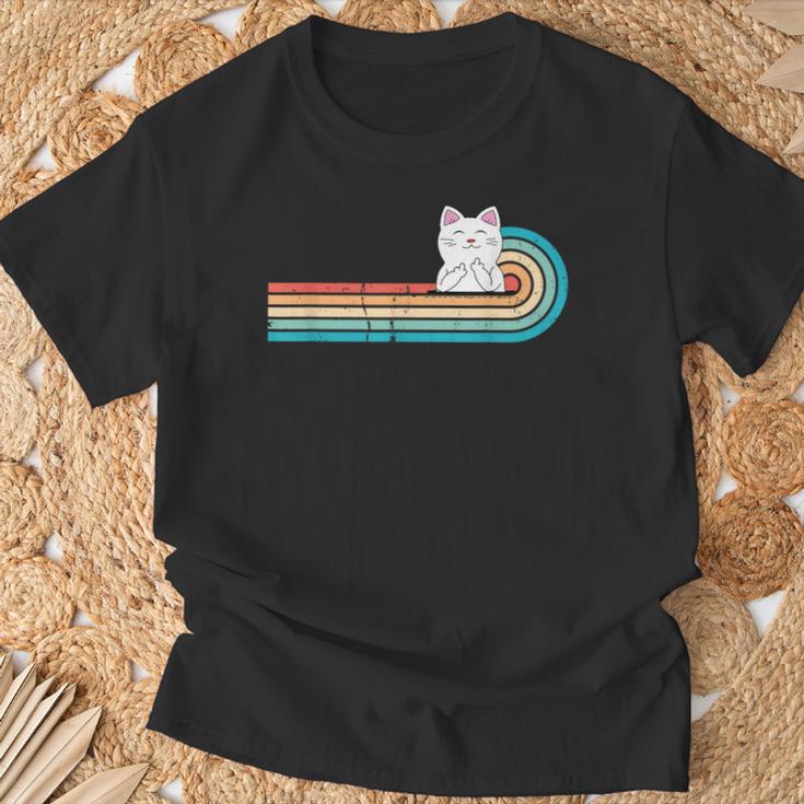 I Do What I Want ファニーキャット 中指 胸ポケット レトロ Tシャツ 高齢者への贈り物