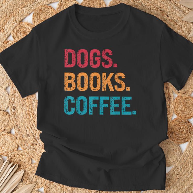 Dogs Books Coffee Reading Book Addict Distracted By Dogs T-Shirt Gifts for Old Men