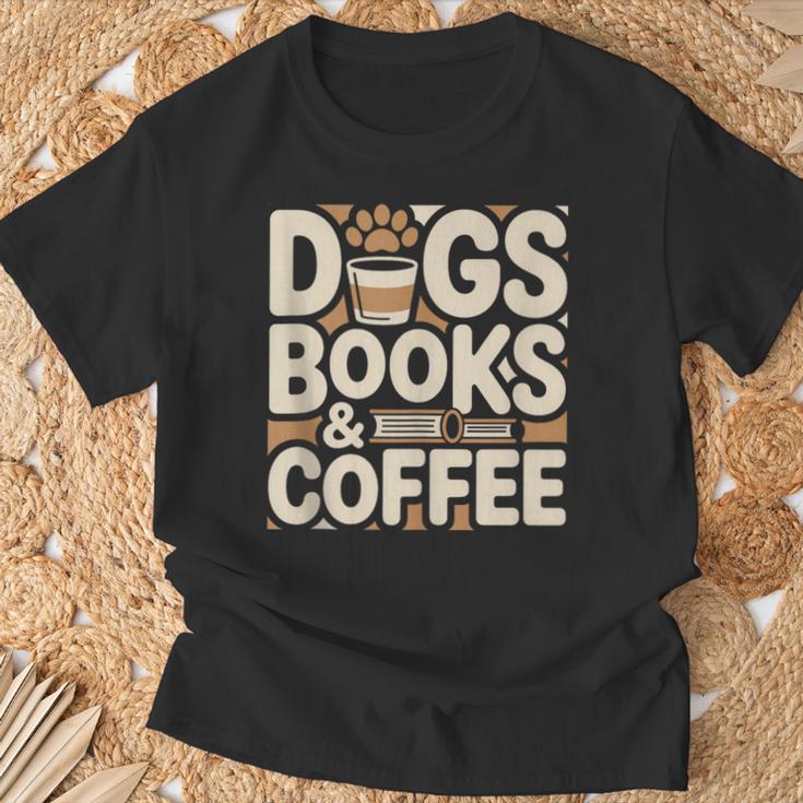Dogs Books And Coffee T-Shirt Gifts for Old Men