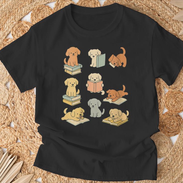 Dogs Reading Books Dog Lover T-Shirt Gifts for Old Men