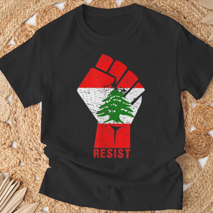 Drapeau Du Liban Resist Poing Du Liban Révolution Protest Mars T-Shirt Cadeaux pour les vieillards
