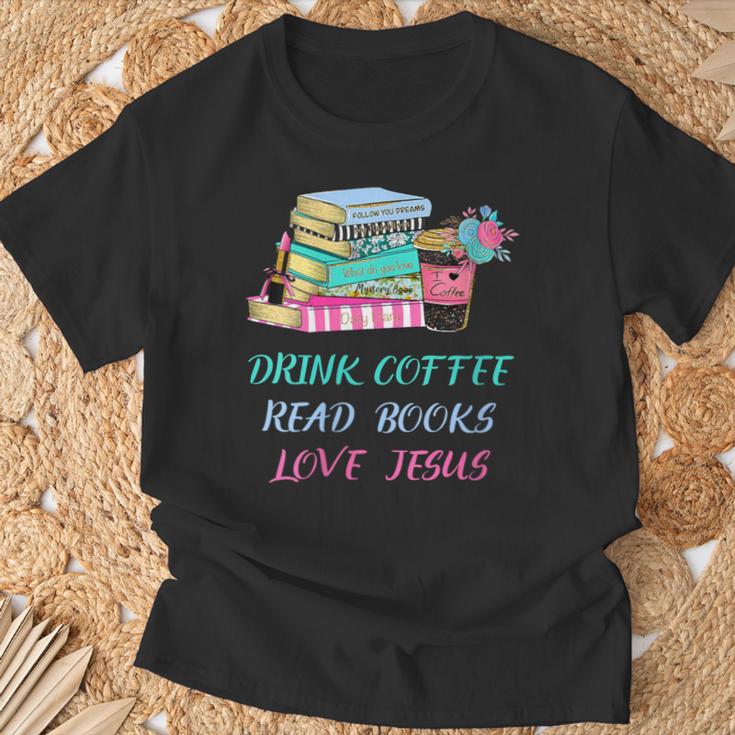 Drink Coffee Read Books Love Jesus Christian Religious God T-Shirt Gifts for Old Men Drink Coffee Read Books Love Jesus Christian Religious God T-Shirt Gifts for Old Men