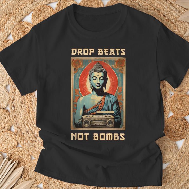 Drop Beats Not Bombs 反戦仏平和 Tシャツ 高齢者への贈り物