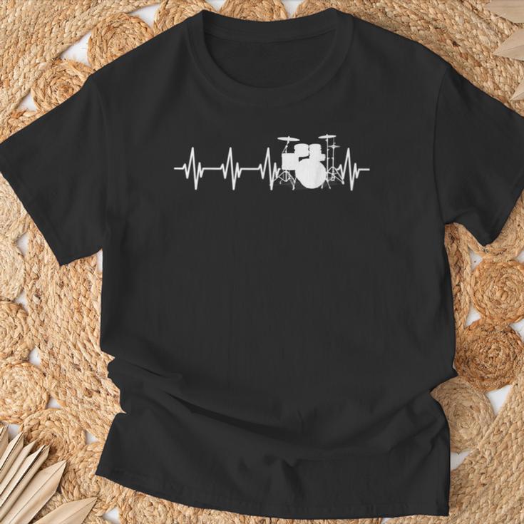 Drums Heartbeat ドラマー&パーカッショニスト音楽愛好家向け Tシャツ 高齢者への贈り物