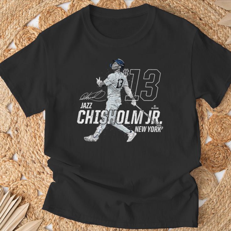 Dynamic Pose Jazz Chisholm Jr New York Baseball Mlbpa Tシャツ 高齢者への贈り物